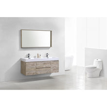 Load image into Gallery viewer, Kubebath BSL60D-NW Bliss 60&quot; Double  Sink Nature Wood Wall Mount Modern Bathroom Vanity