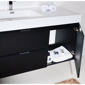 Kubebath BSL60S-BK Bliss 60" Single Sink Black Wall Mount Modern Bathroom Vanity