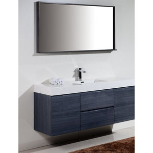 Kubebath BSL60S-GO Bliss 60" Single Sink Gray Oak Wall Mount Modern Bathroom Vanity