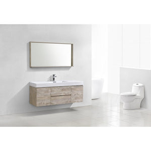 Kubebath BSL60S-NW Bliss 60" Single Sink Nature Wood Wall Mount Modern Bathroom Vanity