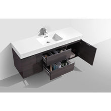 Load image into Gallery viewer, Kubebath BSL60S-HGGO Bliss 60&quot; Single Sink High Gloss Gray Oak Wall Mount Modern Bathroom Vanity