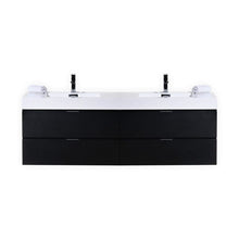 Load image into Gallery viewer, Kubebath BSL72D-BK Bliss 72&quot; Double Sink Black Wall Mount Modern Bathroom Vanity