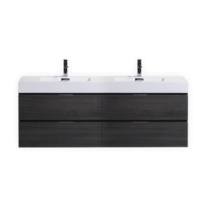 Kubebath BSL72D-GO Bliss 72" Double Sink Gray Oak Wall Mount Modern Bathroom Vanity