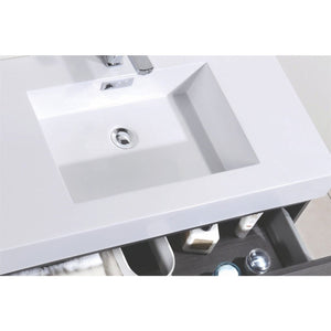 Kubebath BSL80D-GO Bliss 80" Double Sink Gray Oak Wall Mount Modern Bathroom Vanity