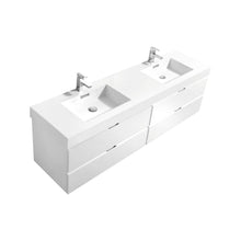 Load image into Gallery viewer, Kubebath BSL80D-GW Bliss 80&quot; Double Sink High Gloss White Wall Mount Modern Bathroom Vanity