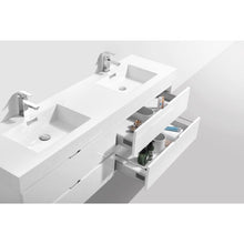 Load image into Gallery viewer, Kubebath BSL80D-GW Bliss 80&quot; Double Sink High Gloss White Wall Mount Modern Bathroom Vanity