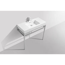 Load image into Gallery viewer, Kubebath CH36 Haus 36&quot; Stainless Steel Console w/ White Acrylic Sink - Chrome