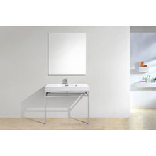 Load image into Gallery viewer, Kubebath CH40 Haus 40&quot; Stainless Steel Console w/ White Acrylic Sink - Chrome