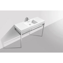 Load image into Gallery viewer, Kubebath CH48 Haus 48&quot; Stainless Steel Console w/ White Acrylic Sink - Chrome