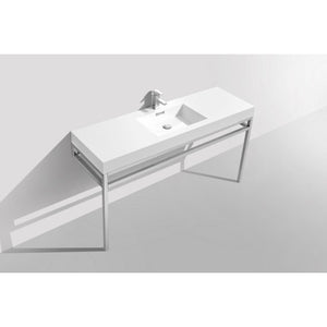 Kubebath CH60S Haus 60" Single Sink Stainless Steel Console w/ White Acrylic Sink - Chrome