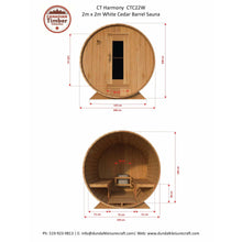 Load image into Gallery viewer, Dundalk Barrel Sauna Canadian Timber Harmony CTC22W