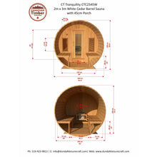 Load image into Gallery viewer, Dundalk Barrel Sauna Canadian Timber Tranquility CTC2345W