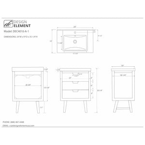 Design Element DEC4010-A-1 Fredric 24" Single Sink Vanity in Natural