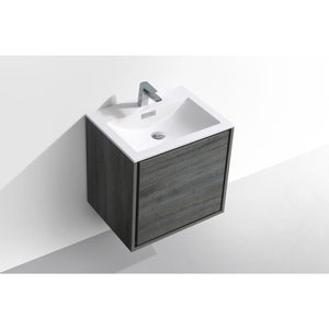 Kubebath DL24-BE DeLusso 24" Ocean Gray Wall Mount Modern Bathroom Vanity