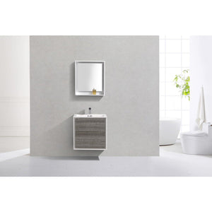 Kubebath DL24-HGASH DeLusso 24" Ash Gray Wall Mount Modern Bathroom Vanity