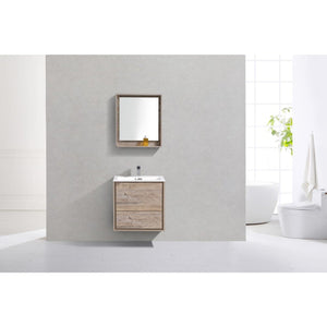 Kubebath DL24-NW DeLusso 24" Nature Wood Wall Mount Modern Bathroom Vanity