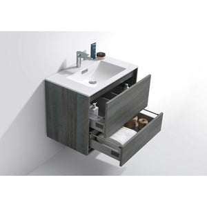 Kubebath DL30-BE DeLusso 30" Ocean Gray Wall Mount Modern Bathroom Vanity