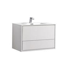 Load image into Gallery viewer, Kubebath DL36-GW DeLusso 36&quot; High Glossy White Wall Mount Modern Bathroom Vanity