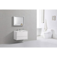 Load image into Gallery viewer, Kubebath DL36-GW DeLusso 36&quot; High Glossy White Wall Mount Modern Bathroom Vanity