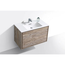 Load image into Gallery viewer, Kubebath DL36-NW DeLusso 36&quot; Nature Wood Wall Mount Modern Bathroom Vanity