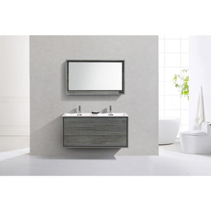 Kubebath DL48D-BE DeLusso 48" Double Sink Ocean Gray Wall Mount Modern Bathroom Vanity