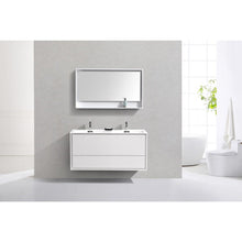 Load image into Gallery viewer, Kubebath DL48D-GW DeLusso 48&quot; Double Sink High Glossy White Wall Mount Modern Bathroom Vanity