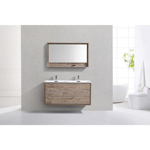 Kubebath DL48D-NW DeLusso 48" Double Sink Nature Wood Wall Mount Modern Bathroom Vanity