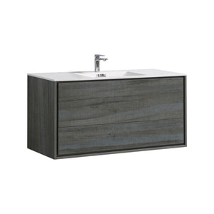 Kubebath DL48S-BE DeLusso 48" Single Sink Ocean Gray Wall Mount Modern Bathroom Vanity