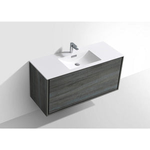 Kubebath DL48S-BE DeLusso 48" Single Sink Ocean Gray Wall Mount Modern Bathroom Vanity
