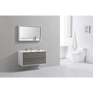 Kubebath DL48S-HGASH DeLusso 48" Single Sink  Ash Gray Wall Mount Modern Bathroom Vanity