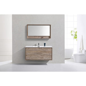 Kubebath DL48S-NW DeLusso 48" Single Sink Nature Wood Wall Mount Modern Bathroom Vanity