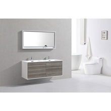 Load image into Gallery viewer, Kubebath DL60D-HGASH DeLusso 60&quot; Double Sink  Ash Gray Wall Mount Modern Bathroom Vanity