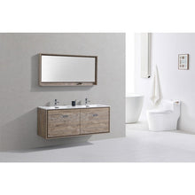 Load image into Gallery viewer, Kubebath DL60D-NW DeLusso 60&quot; Double Sink Nature Wood Wall Mount Modern Bathroom Vanity