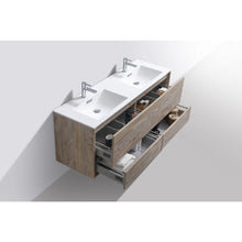 Load image into Gallery viewer, Kubebath DL60D-NW DeLusso 60&quot; Double Sink Nature Wood Wall Mount Modern Bathroom Vanity