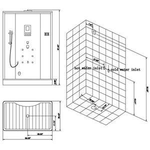 PLATINUM DZ956F8 Black STEAM SHOWER 59" X 35" X 87"