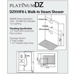 PLATINUM DZ959F8L STEAM SHOWER 47" X 35" X 89"