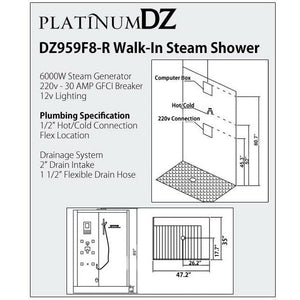 PLATINUM DZ959F8-R STEAM SHOWER 47" X 35" X 89"