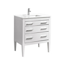 Load image into Gallery viewer, Kubebath E30-GW Eiffel 30&#39;&#39; High Gloss White Vanity W/ Quartz Counter Top