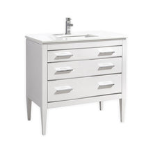 Load image into Gallery viewer, Kubebath E36-GW Eiffel 36&#39;&#39; High Gloss White Vanity W/ Quartz Counter Top