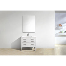 Load image into Gallery viewer, Kubebath E36-GW Eiffel 36&#39;&#39; High Gloss White Vanity W/ Quartz Counter Top