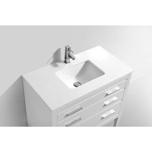 Kubebath E36-GW Eiffel 36'' High Gloss White Vanity W/ Quartz Counter Top