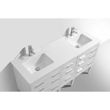 Load image into Gallery viewer, Kubebath E60-GW Eiffel 60&#39;&#39; Double Sink High Gloss White Vanity W/ Quartz Counter Top