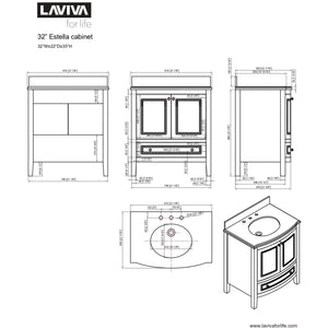 LAVIVA 3130709-32B-JG Estella 32 - Brown Cabinet + Jerusalem Gold Counter
