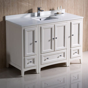 Fresca Oxford 48" Antique White Traditional Bathroom Cabinets w/ Top & Sink FCB20-122412AW-CWH-U