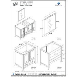 Fresca Oxford 54" Espresso Traditional Bathroom Cabinets w/ Top & Sink FCB20-123012ES-CWH-U