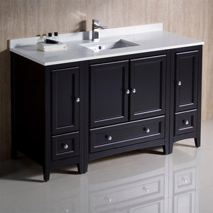 Fresca Oxford 54" Espresso Traditional Bathroom Cabinets w/ Top & Sink FCB20-123012ES-CWH-U