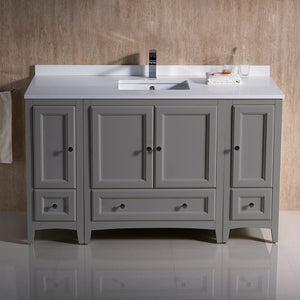 Fresca Oxford 54" Gray Traditional Bathroom Cabinets w/ Top & Sink FCB20-123012GR-CWH-U