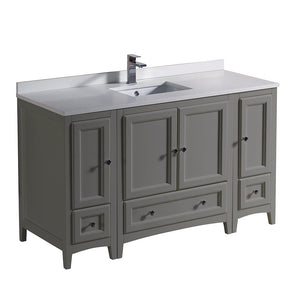 Fresca Oxford 54" Gray Traditional Bathroom Cabinets w/ Top & Sink FCB20-123012GR-CWH-U