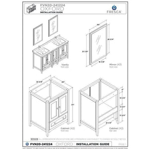 Fresca Oxford 60" Gray Traditional Double Sink Bathroom Cabinets FCB20-241224GR