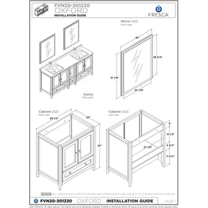 Fresca Oxford 71" Antique White Traditional Double Sink Bathroom Cabinets FCB20-301230AW